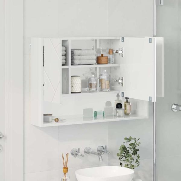 Badezimmer-Spiegelschrank Hochglanz-Weiß 80 x 17 x 55 cm