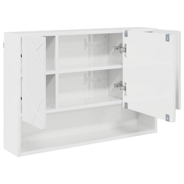 Badezimmer-Spiegelschrank Hochglanz-Weiß 80 x 17 x 55 cm