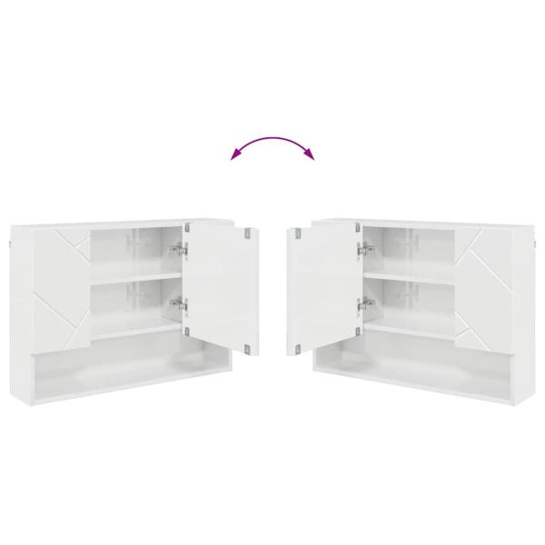Badezimmer-Spiegelschrank Hochglanz-Weiß 80 x 17 x 55 cm
