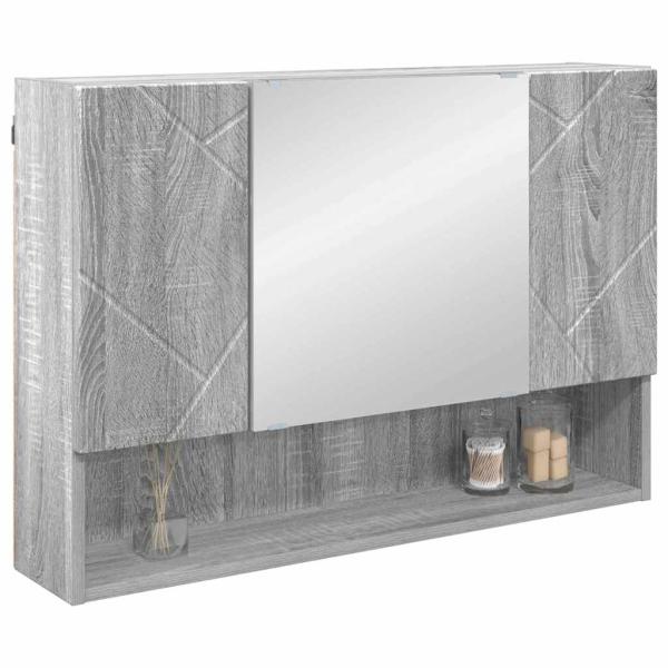 Badezimmer-Spiegelschrank mit Tür Grau Sonoma 80 x 17 x 55 cm