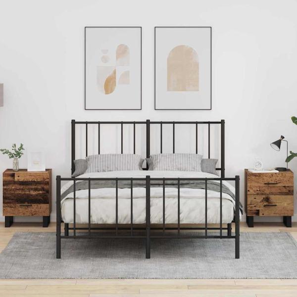 ARDEBO.de - Nachttisch 2 pcs Altes Holz und Schwarz 40 x 35 x 47,5 cm