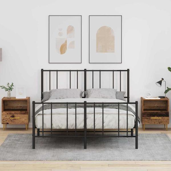 ARDEBO.de - Nachttisch 2 pcs Altholz 40 x 35 x 47,5 cm Holzwerkstoff