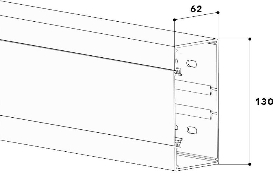 GGK 17999 Brüstungskanal BR 60x130/80-9010, PVC, Unter-/Oberteil, 80 mm OT, alpinweiß