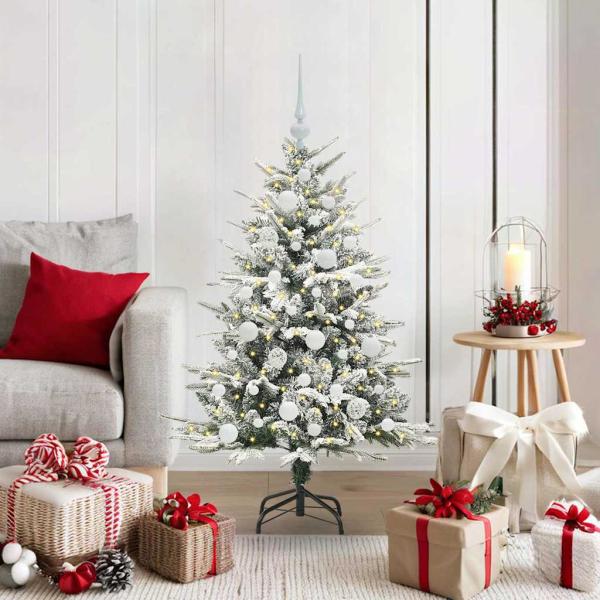 ARDEBO.de - Künstlicher beleuchteter Weihnachtsbaum mit Kugel-Set Grün