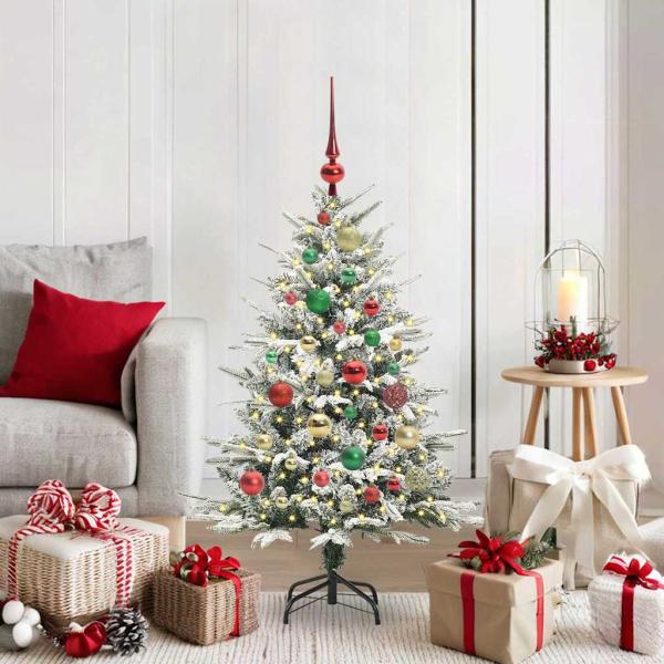 ARDEBO.de - Künstlicher beleuchteter Weihnachtsbaum mit Kugel-Set Grün