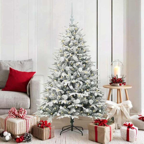 ARDEBO.de - Künstlicher beleuchteter Weihnachtsbaum mit Kugel-Set Grün