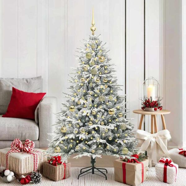 ARDEBO.de - Künstlicher beleuchteter Weihnachtsbaum mit Kugel-Set Grün