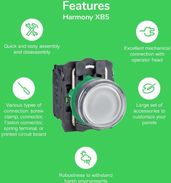 Schneider Electric XB5AG21 Harmony XB5, Schlüsselschalter, Kunststoff, 2 Stellungen, 22mm, rastend, Ronis 455, 1S, schwarz