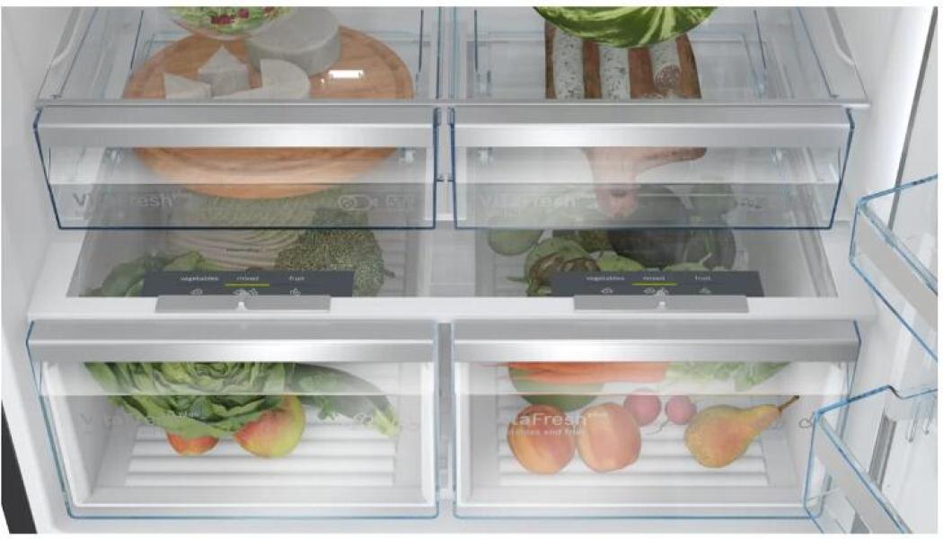 Bosch KGP86AXB0N Serie 8 Stand Kühl-Gefrierkombination, 86 cm breit, 621 L, Twin No Frost, VitaFresh plus, Urlaubsschaltung, Kindersicherung, Gebürsteter schwarzer Stahl Anti Fingerprint