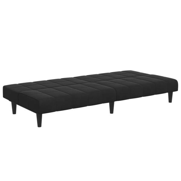 Schlafsofa 2-Sitzer mit Fußhocker Schwarz Samt