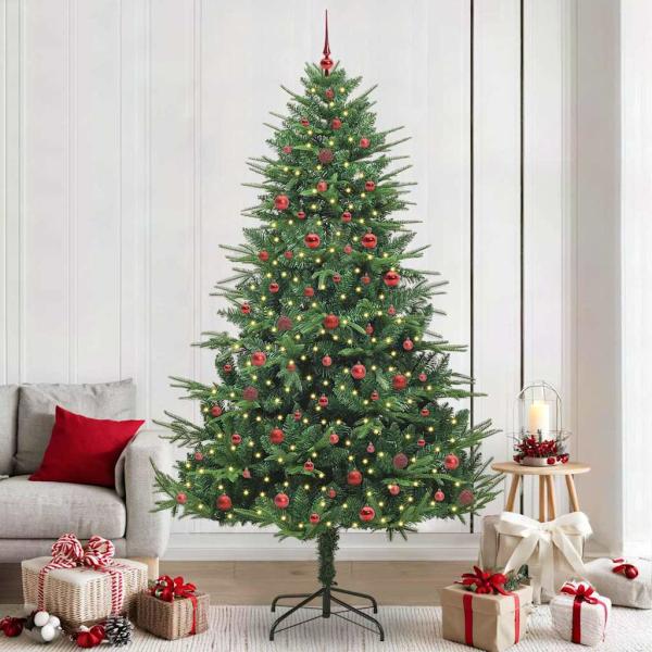 ARDEBO.de - Künstlicher beleuchteter Weihnachtsbaum mit Kugel-Set Grün