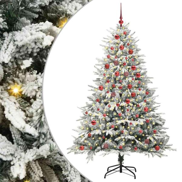 ARDEBO.de - Künstlicher beleuchteter Weihnachtsbaum mit Kugel-Set Grün