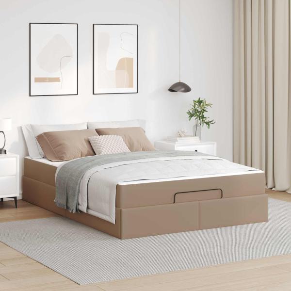 ARDEBO.de - Bettgestell mit Matratze Cappuccino 160 x 200 cm Kunstleder
