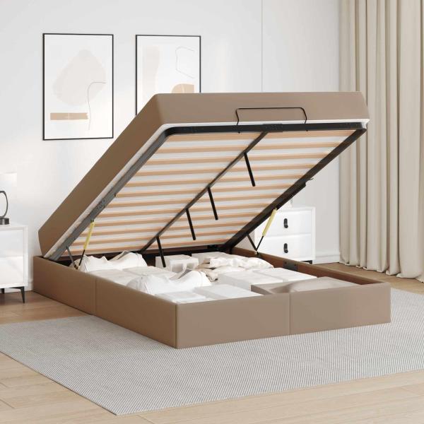 Bettgestell mit Matratze Cappuccino 160 x 200 cm Kunstleder