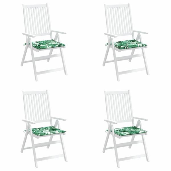 Stuhlkissen 4 Stück Blattmuster 50x50x4 cm Stoff