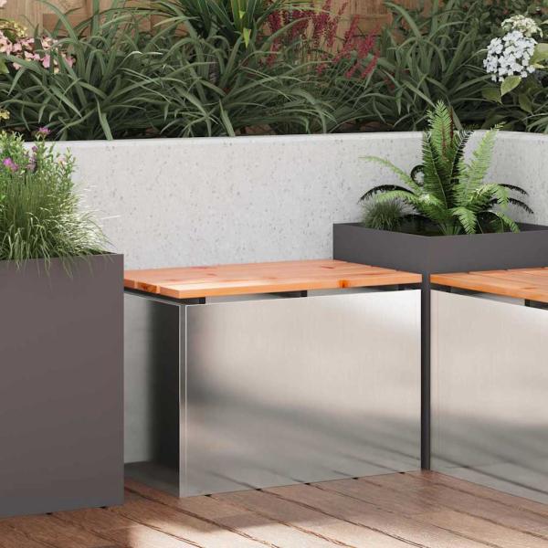ARDEBO.de - Gartenbank Silber 60 x 40 x 43 cm Edelstahl