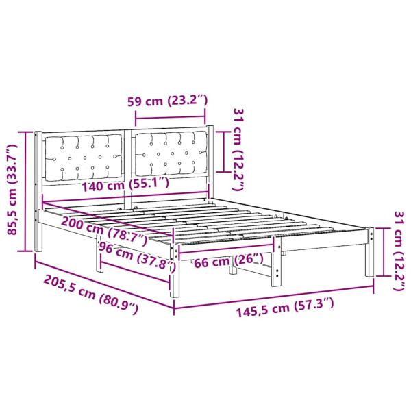 Bettgestell mit Kopfteil Dunkelgrau 140 x 200 cm Stoff