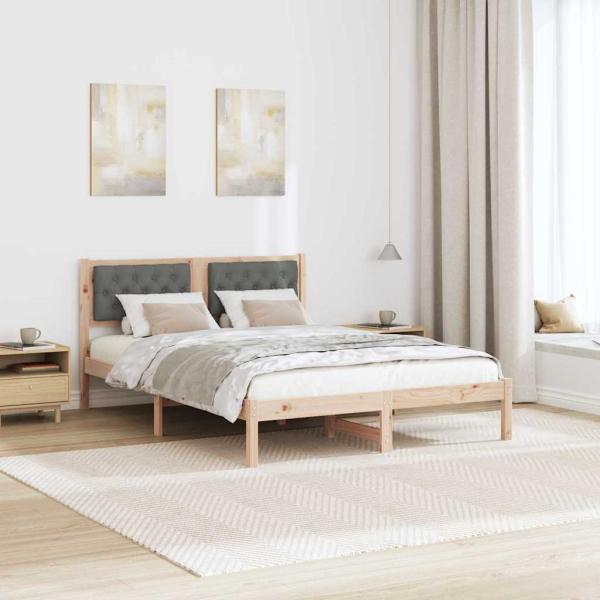 Bettgestell mit Kopfteil Dunkelgrau 140 x 200 cm Stoff