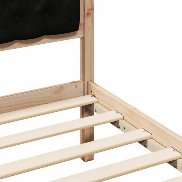 Bettgestell mit Kopfteil Schwarz 135 x 190 cm Stoff