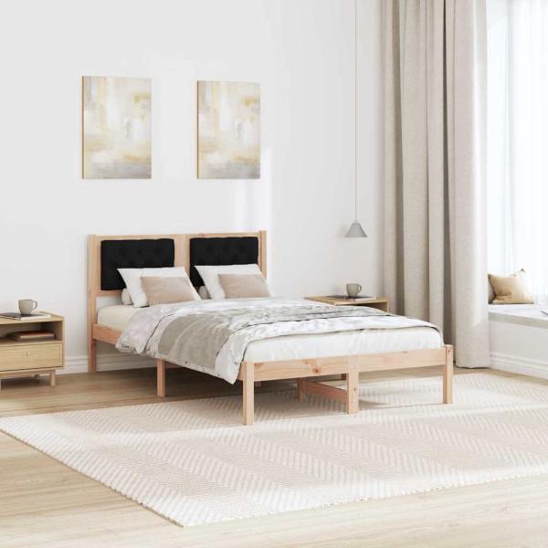 Bettrahmen Schwarz 135 x 190 cm Massives Kiefernholz