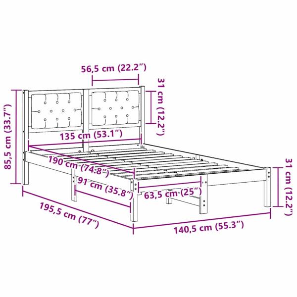 Bettgestell mit Kopfteil Taupe 135 x 190 cm Stoff