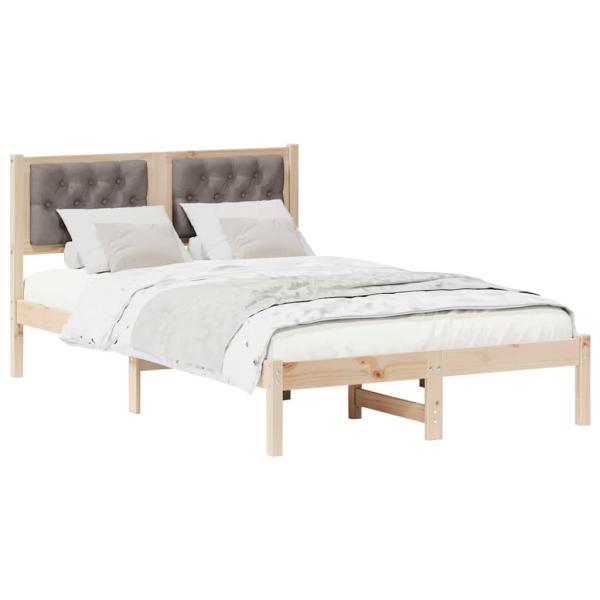 Bettgestell mit Kopfteil Taupe 135 x 190 cm Stoff