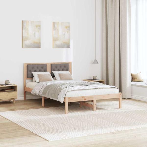 Bettgestell mit Kopfteil Taupe 135 x 190 cm Stoff