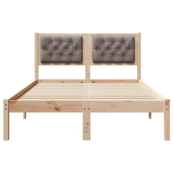 Bettgestell mit Kopfteil Taupe 135 x 190 cm Stoff