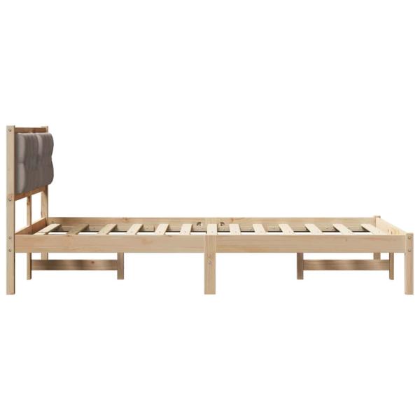 Bettgestell mit Kopfteil Taupe 135 x 190 cm Stoff