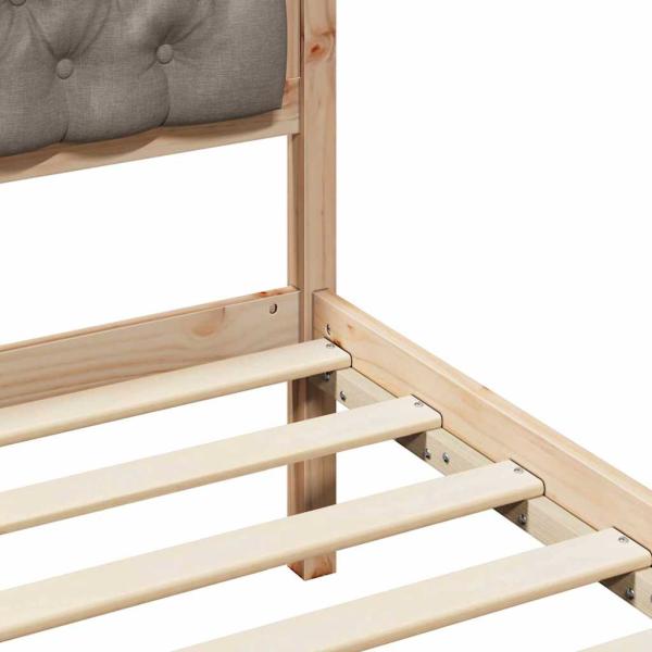 Bettgestell mit Kopfteil Taupe 135 x 190 cm Stoff