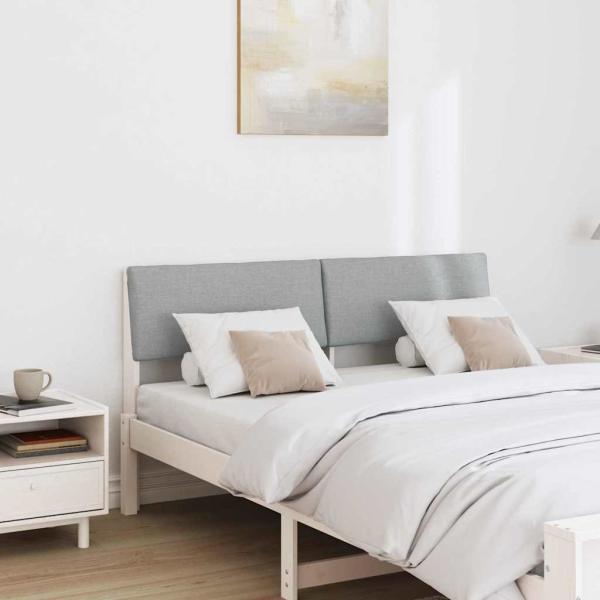 Gepolstertes Kopfteil Hellgrau 140 cm Massives Kiefernholz