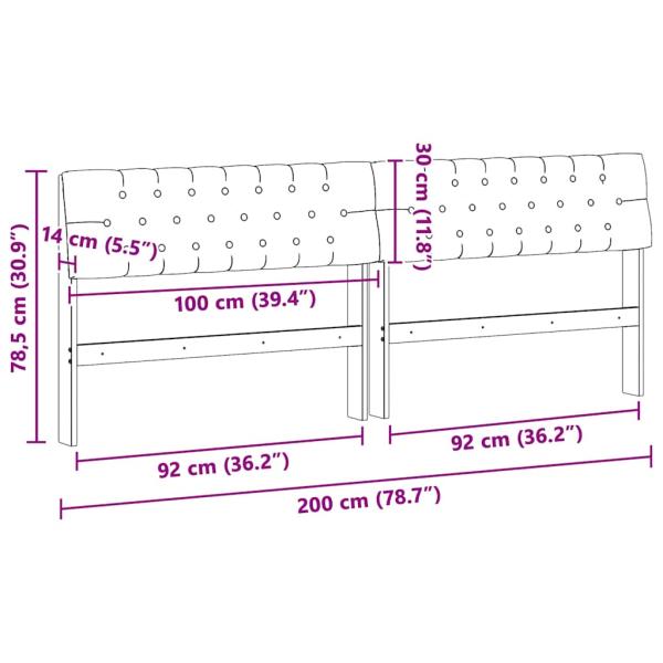 Gepolstertes Kopfteil Hellgrau 200 cm Massives Kiefernholz