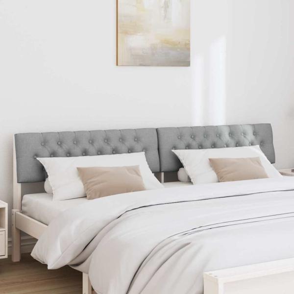 Gepolstertes Kopfteil Hellgrau 200 cm Massives Kiefernholz