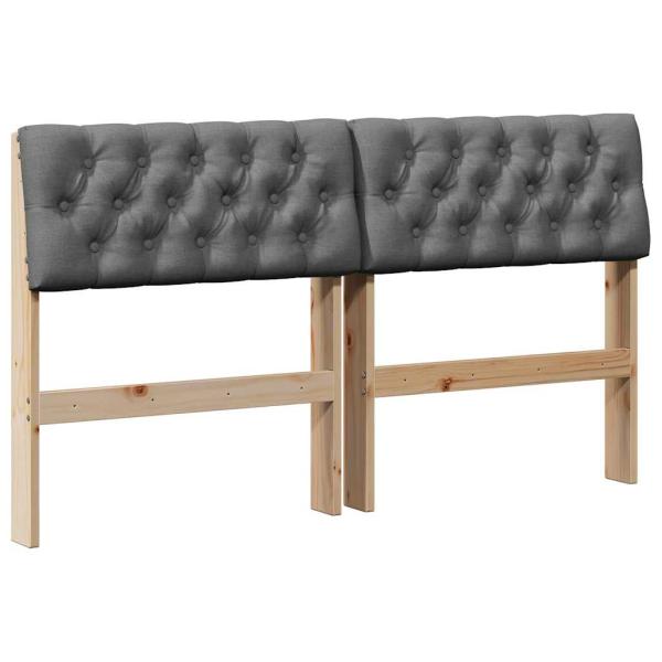 Gepolstertes Kopfteil Dunkelgrau 140 cm Massives Kiefernholz