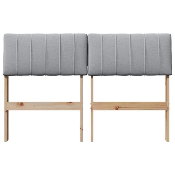 Gepolstertes Kopfteil Hellgrau 120 cm Massives Kiefernholz