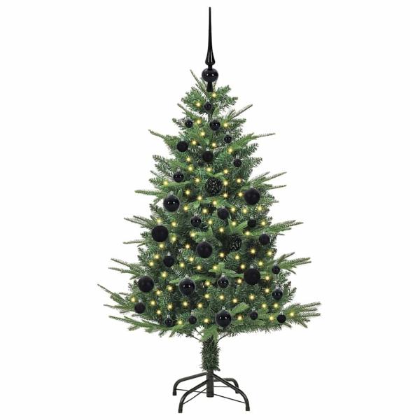 Künstlicher vorbeleuchteter Weihnachtsbaum mit Kugelset Grün