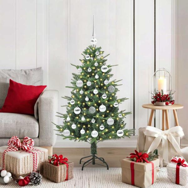 ARDEBO.de - Künstlicher vorbeleuchteter Weihnachtsbaum mit Kugelset Grün