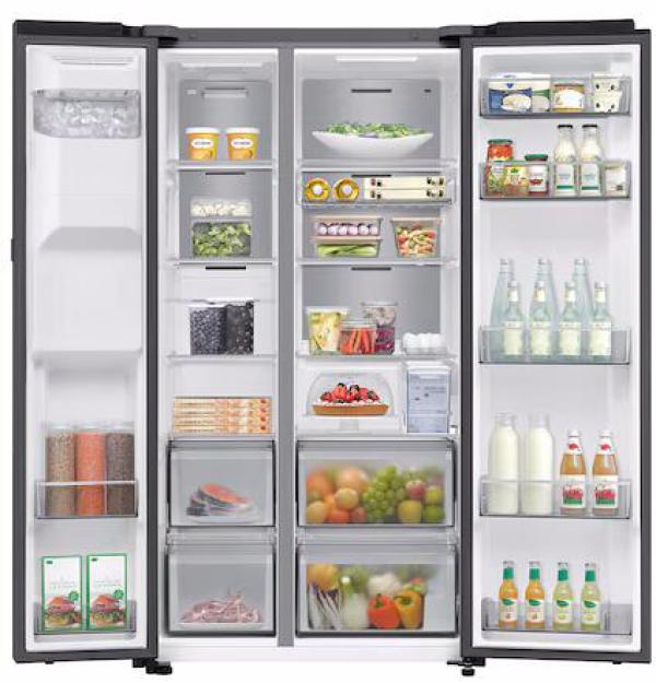 Samsung RS80F65KDFEF Stand Side-by-Side Kombination, 91,2 cm breit, 640 L, NoFrost+, Wassertank, WIFI, Wasser-/Eiswürfel, schwarz