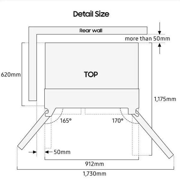 Samsung RS80F65KDFEF Stand Side-by-Side Kombination, 91,2 cm breit, 640 L, NoFrost+, Wassertank, WIFI, Wasser-/Eiswürfel, schwarz