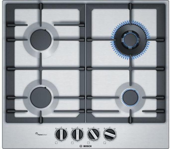 ARDEBO.de Bosch PCH6A5C90D Serie 6 Autarkes Gaskochfeld, Edelstahl, 60 cm breit, FlameSelect