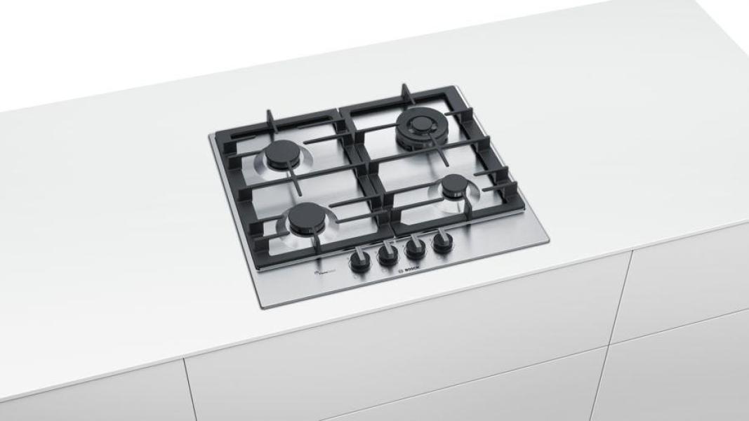 Bosch PCH6A5C90D Serie 6 Autarkes Gaskochfeld, Edelstahl, 60 cm breit, FlameSelect