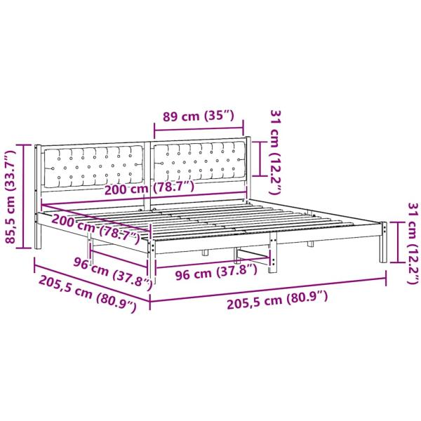Bettgestell mit Kopfteil Schwarz 200 x 200 cm Stoff