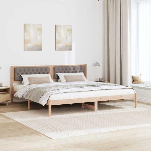 Bettgestell mit Kopfteil Taupe 200 x 200 cm Stoff