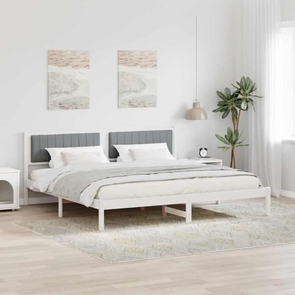 ARDEBO.de - Bettrahmen mit Kopfteil Hellgrau 200 x 200 cm Stoff
