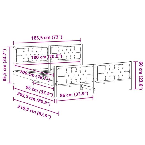 Bettgestell mit Kopfteil Dunkelgrau 180 x 200 cm Stoff
