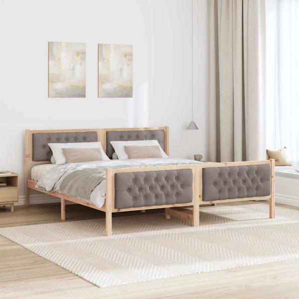 Bettgestell mit Kopfteil Taupe 180 x 200 cm Stoff
