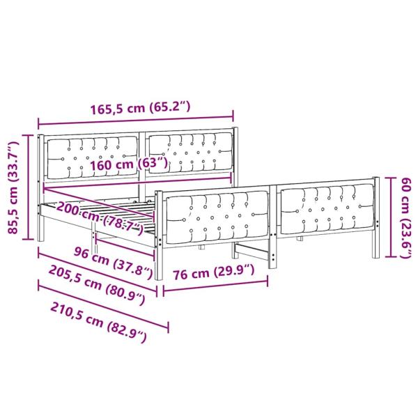 Bettgestell mit Kopfteil Schwarz 160 x 200 cm Stoff