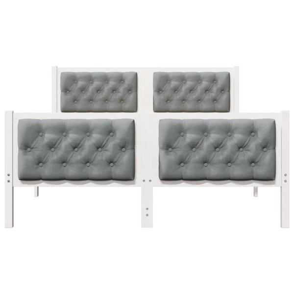 Bettgestell mit Kopfteil Hellgrau 150 x 200 cm Stoff