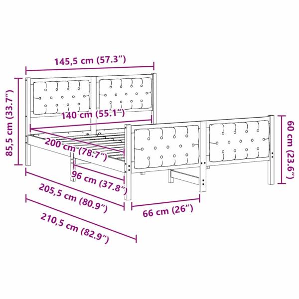 Bettgestell mit Kopfteil Schwarz 140 x 200 cm Stoff