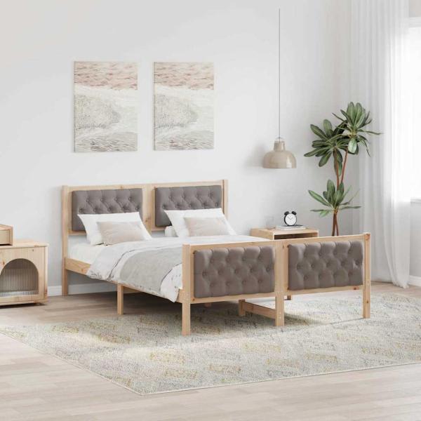ARDEBO.de - Bettgestell mit Kopfteil Taupe 140 x 190 cm Stoff